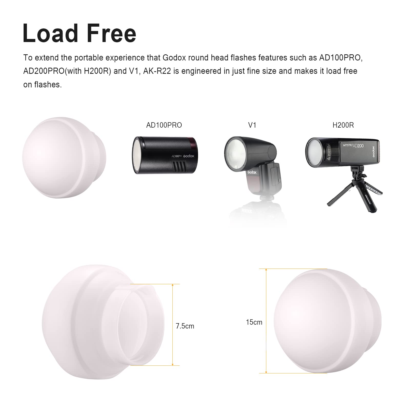 Amazon.com : Godox AK-R22 Collapsible Diffusion Dome, Diffuser for